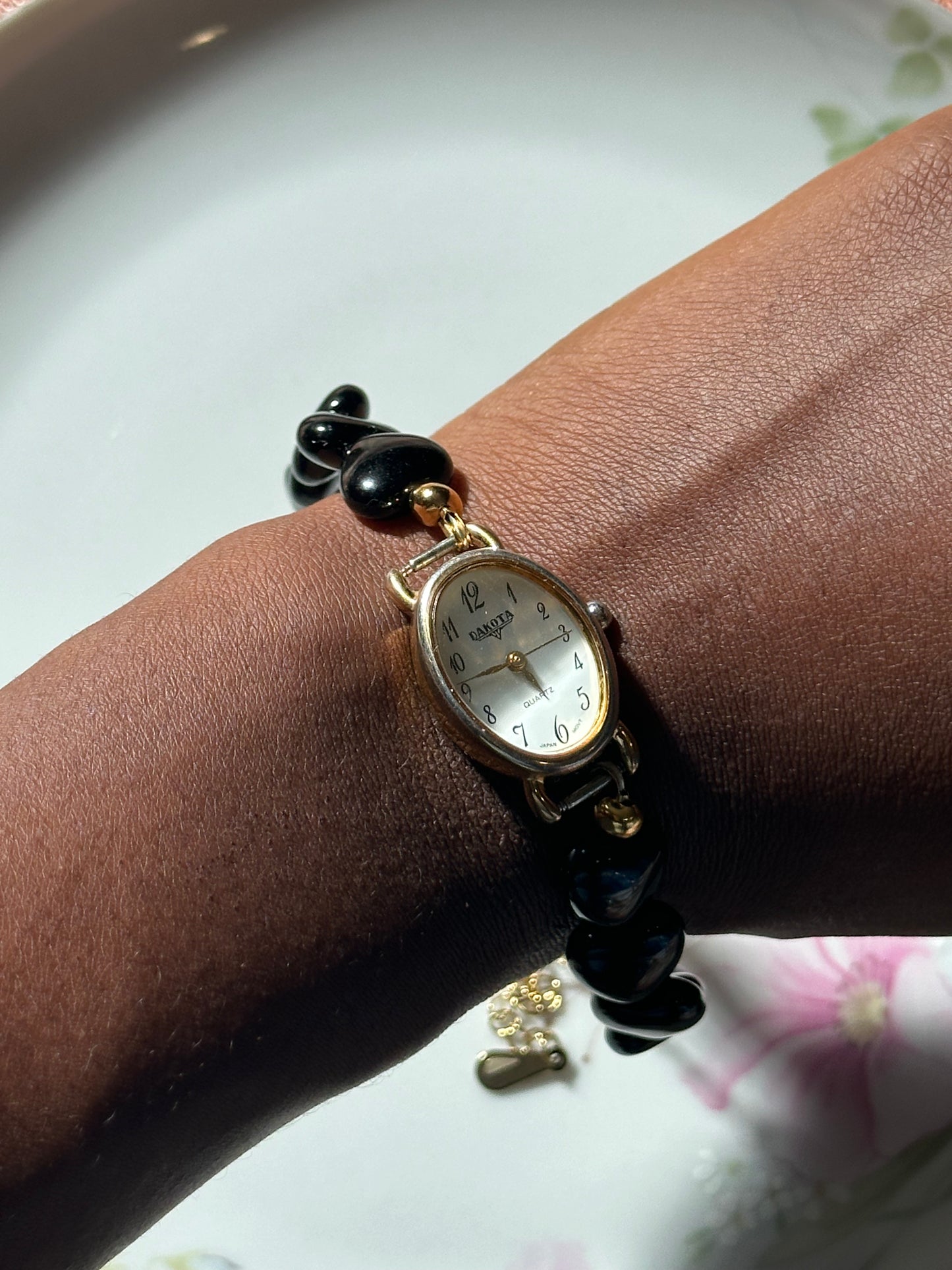 Black Heart Beaded Watch