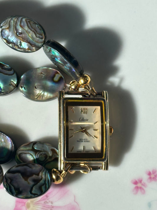 Abalone Shell Oval Beaded Watch