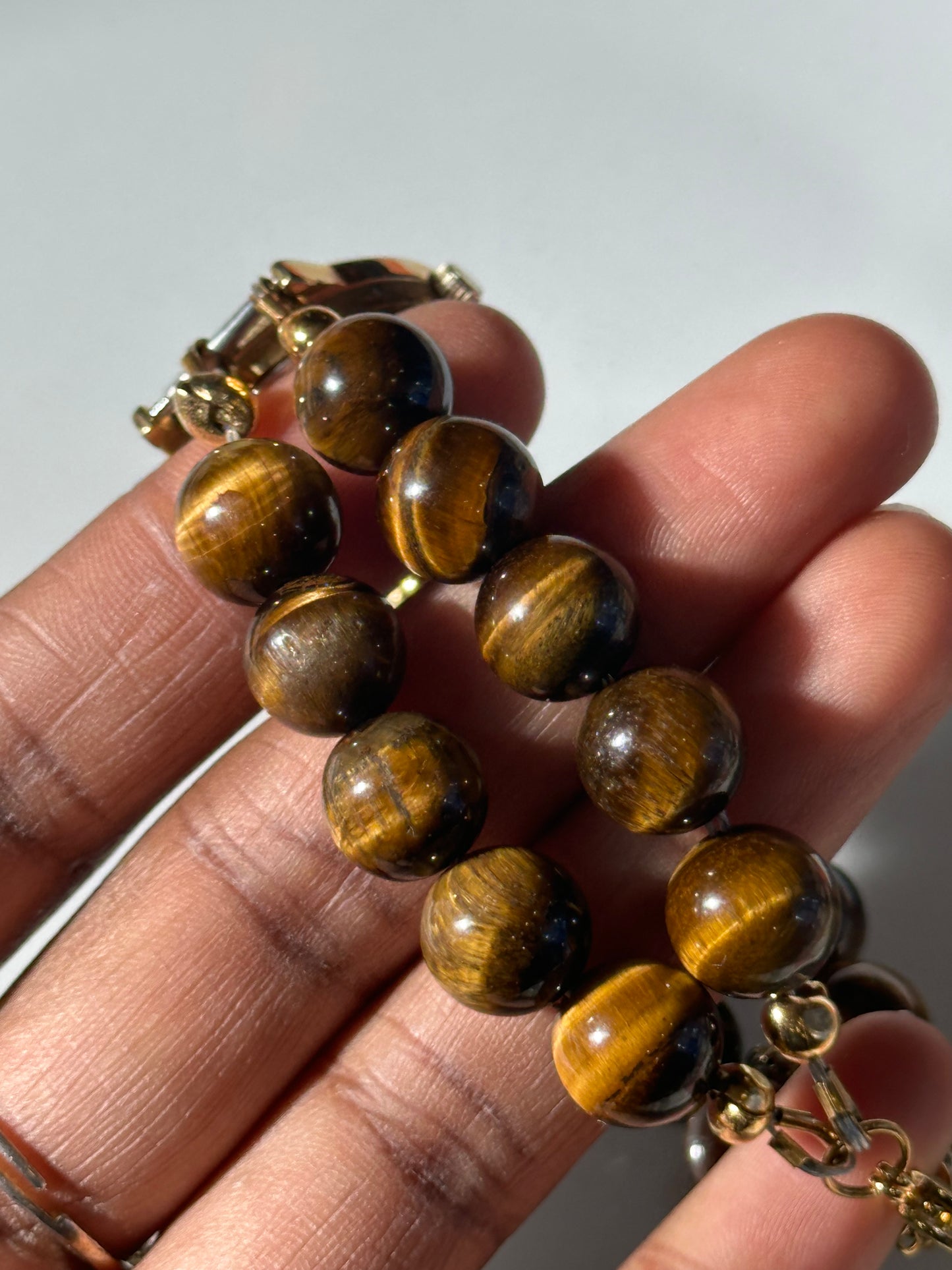 Tiger Eye Round Beaded Watch