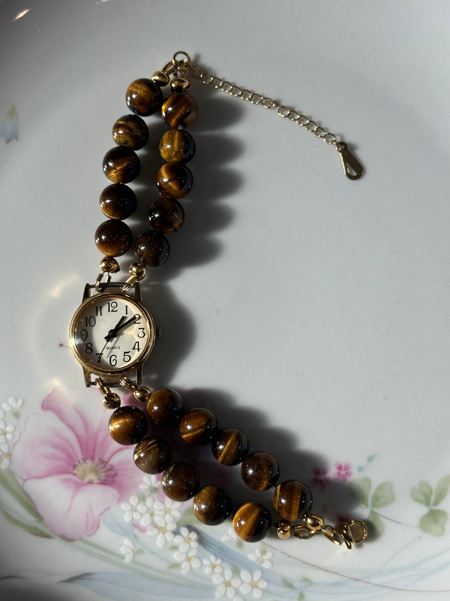 Tiger Eye Round Beaded Watch