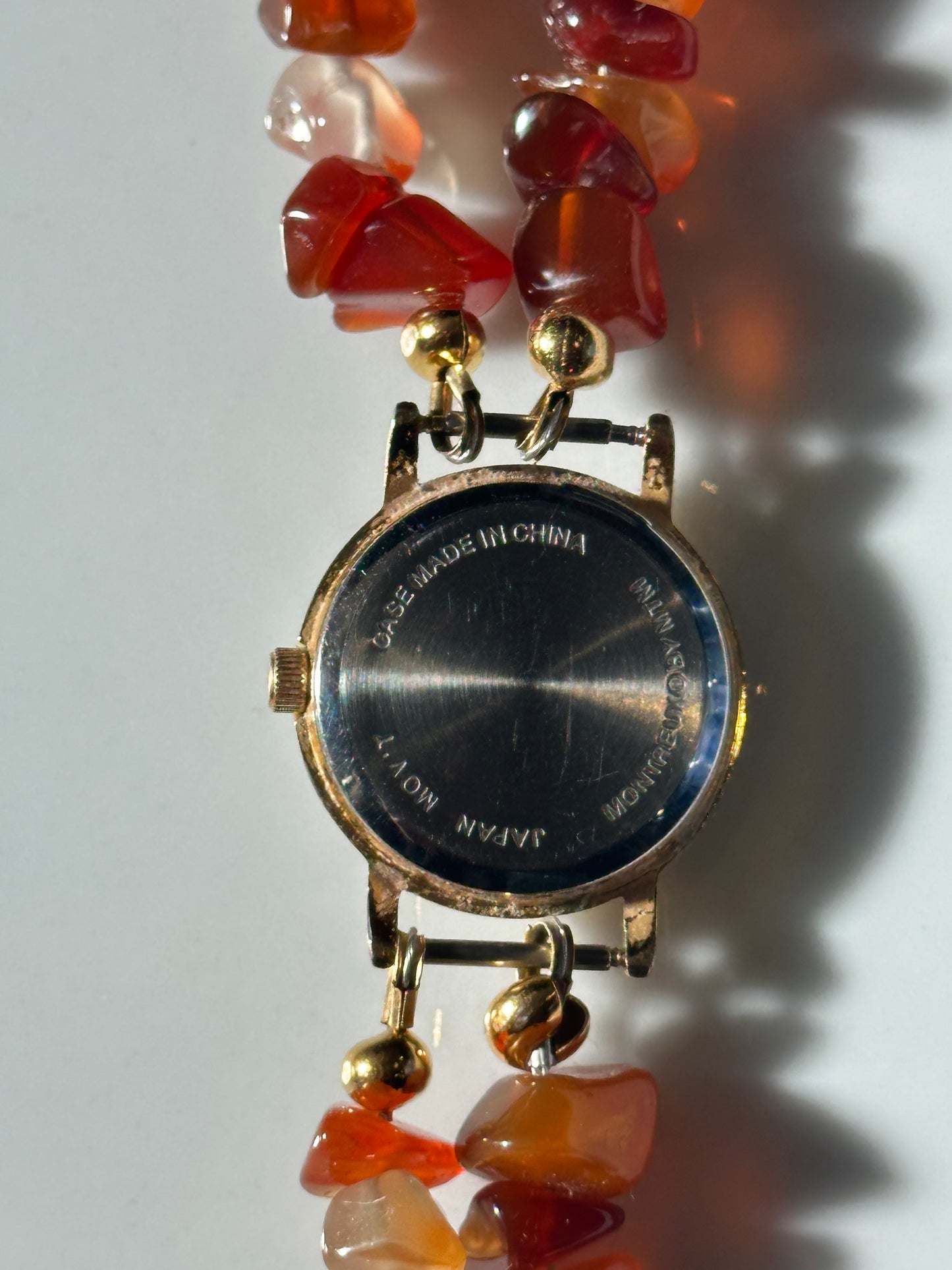 Carnelian Chipped Beaded Watch