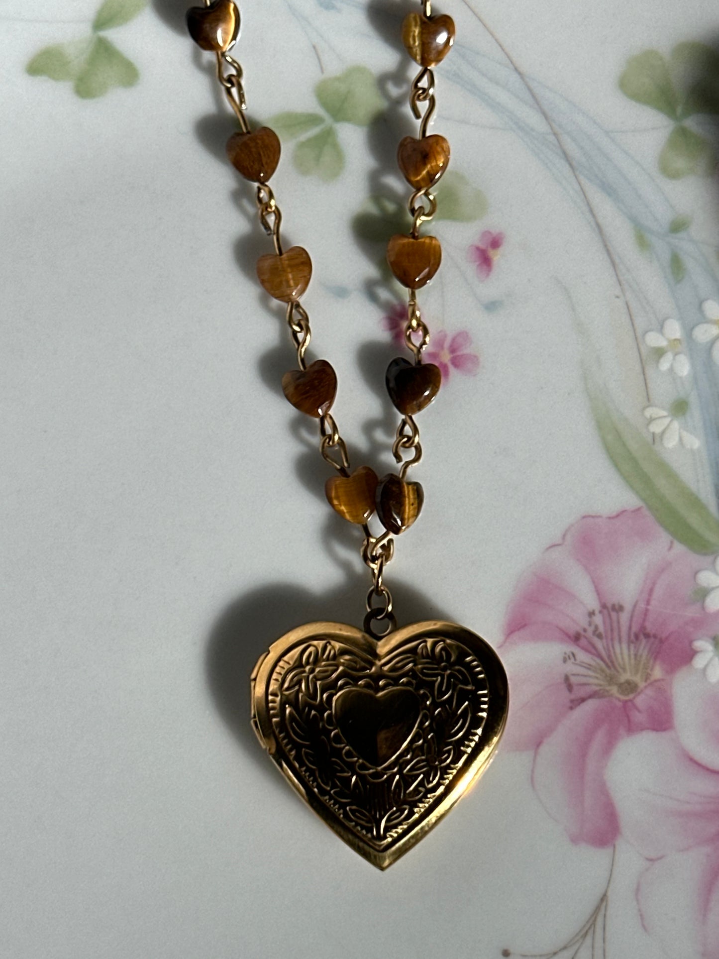 Crystal Heart Beaded Locket Necklace