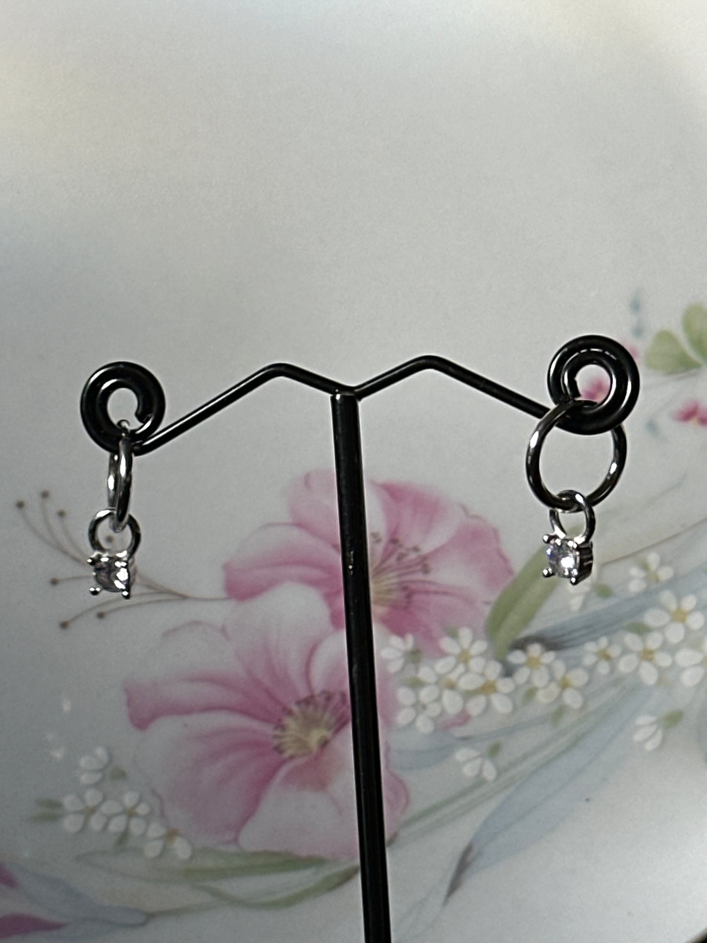 Cz Dangle Huggie Earrings