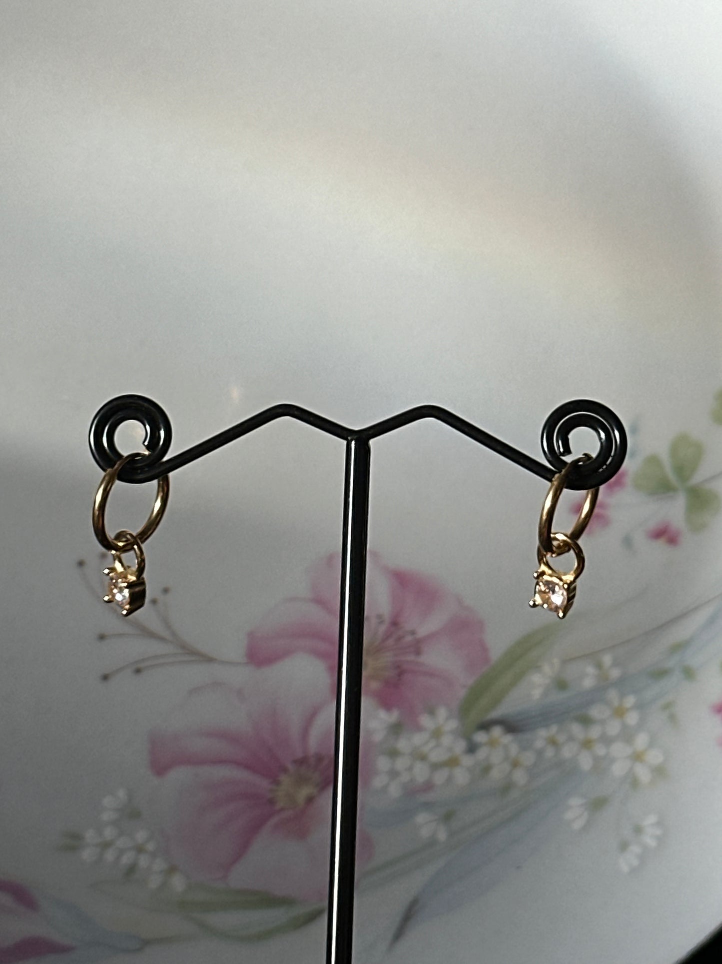 Cz Dangle Huggie Earrings