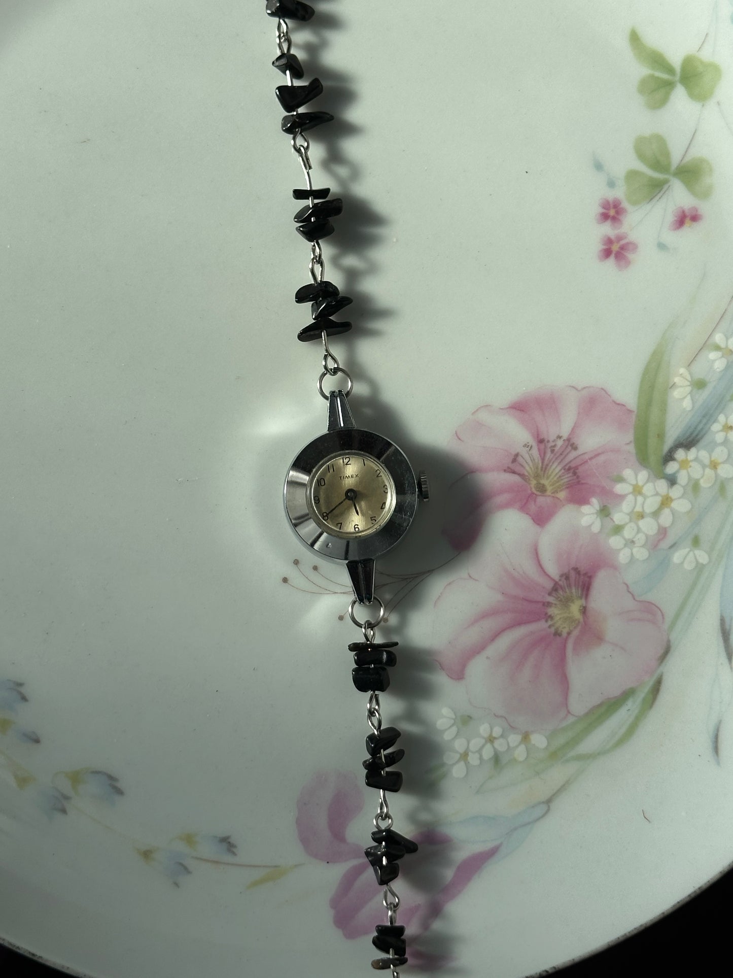Black Obsidian Chipped Beaded Watch