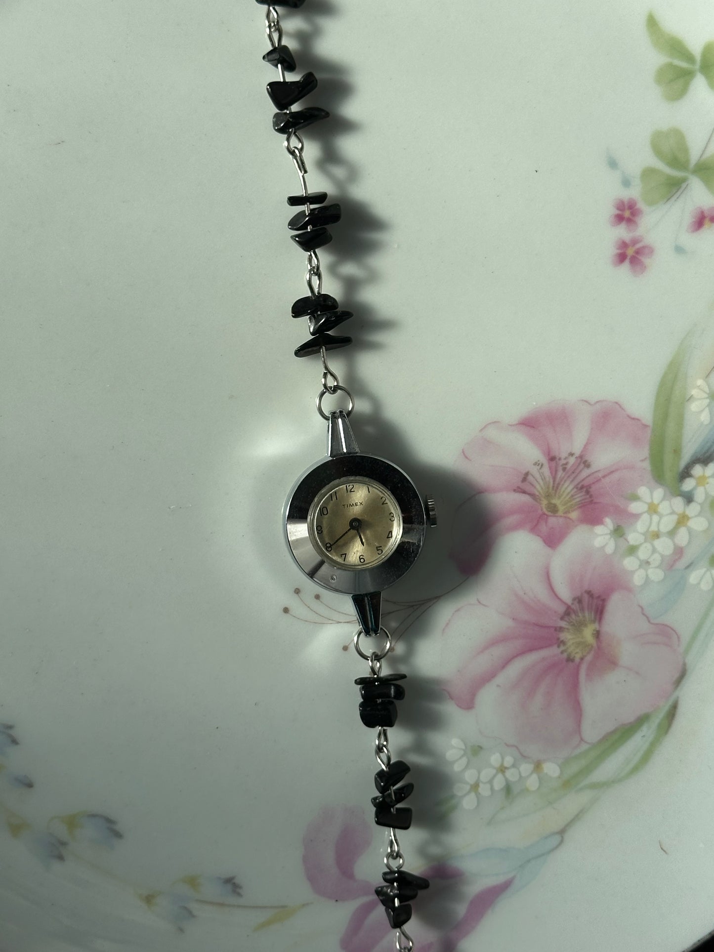 Black Obsidian Chipped Beaded Watch