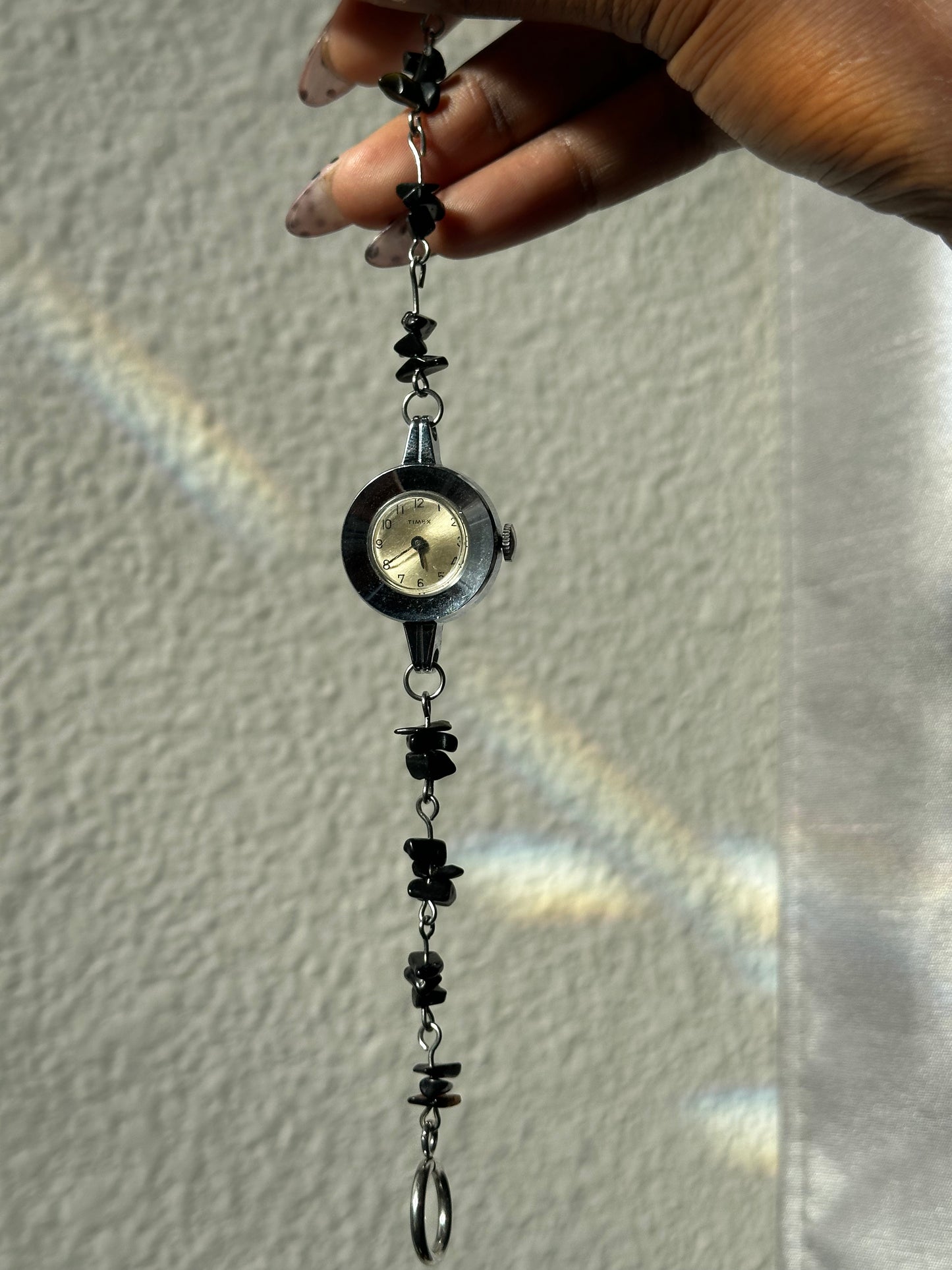 Black Obsidian Chipped Beaded Watch
