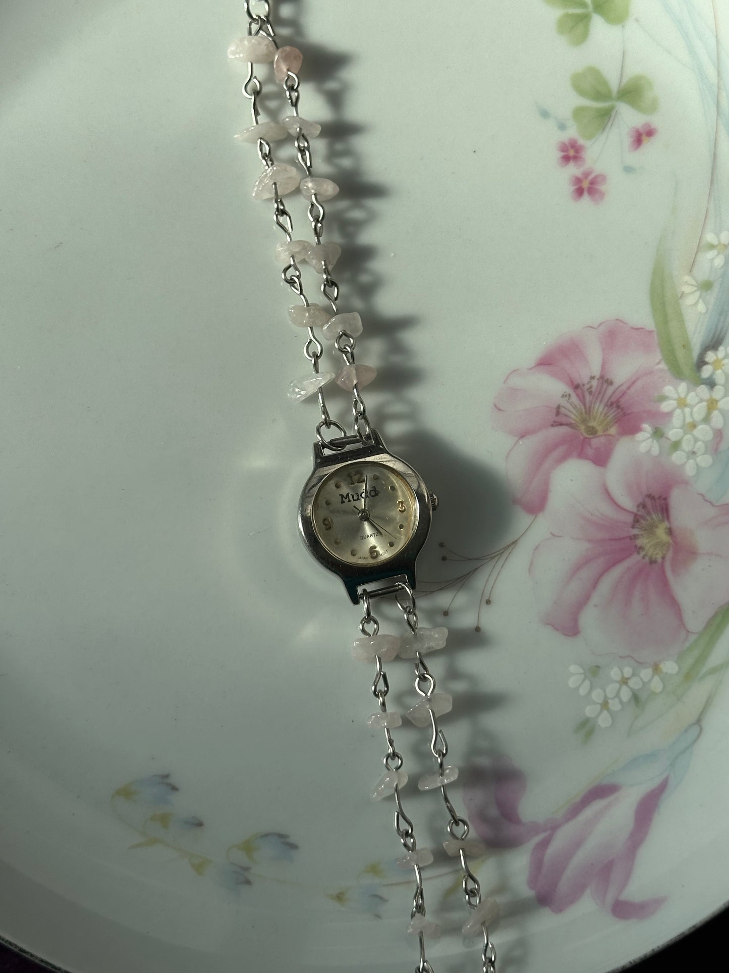 Rose Quartz Chipped 2 Strand Watch (Functional)