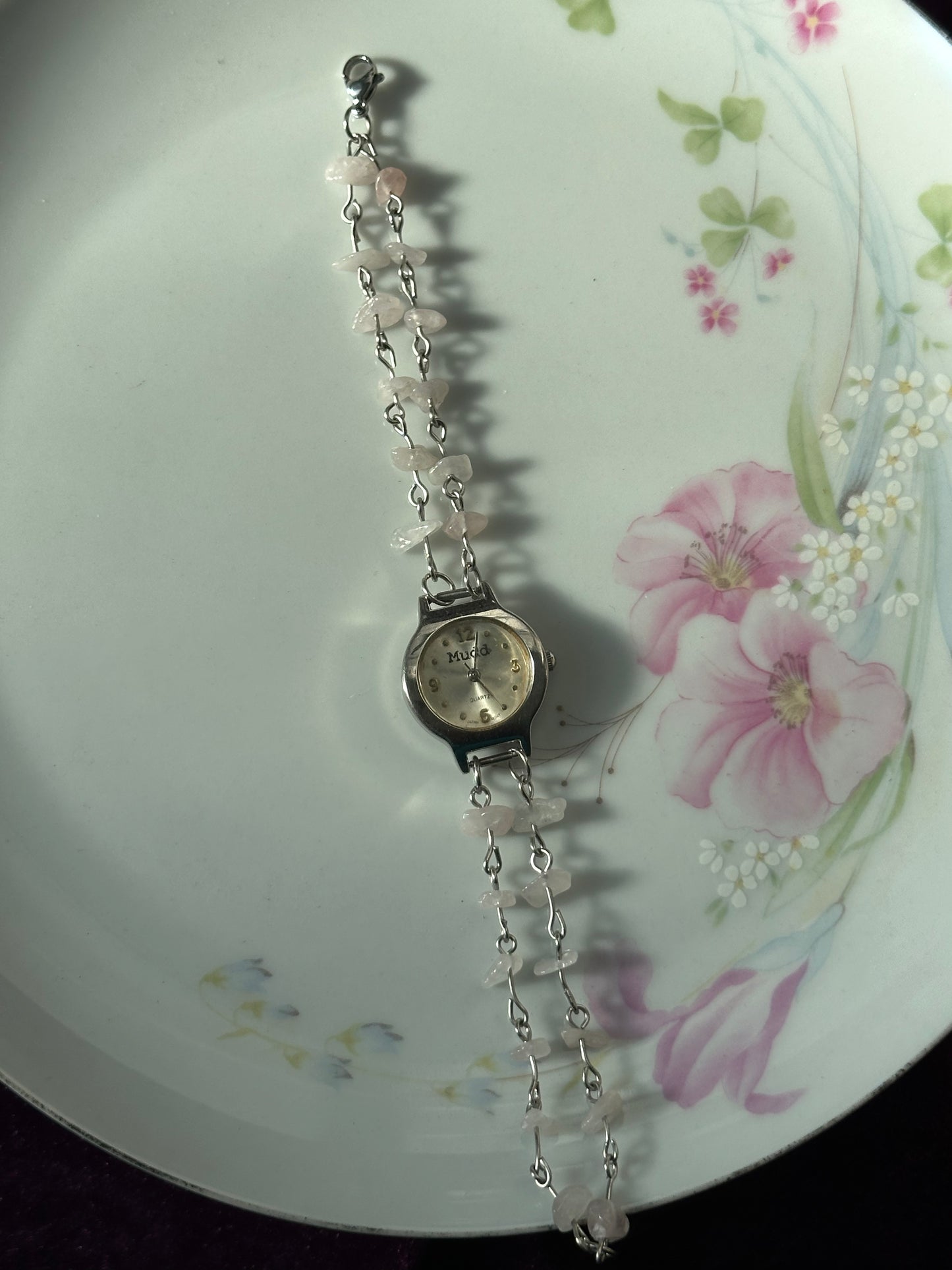 Rose Quartz Chipped 2 Strand Watch (Functional)