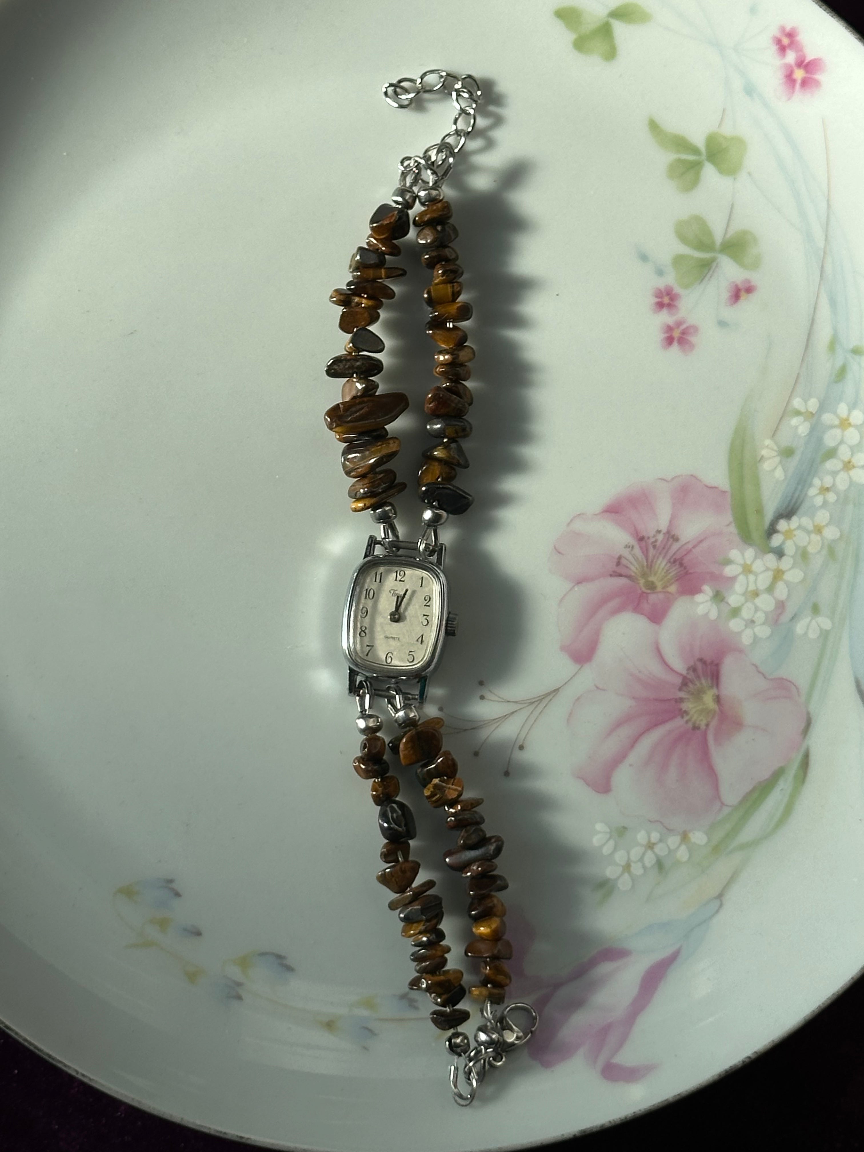 Beaded Tiger's Eye 2 Strand Watch