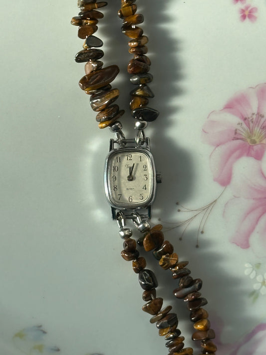 Beaded Tiger's Eye 2 Strand Watch