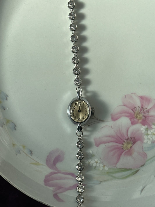 Silver CZ Crystal Watch
