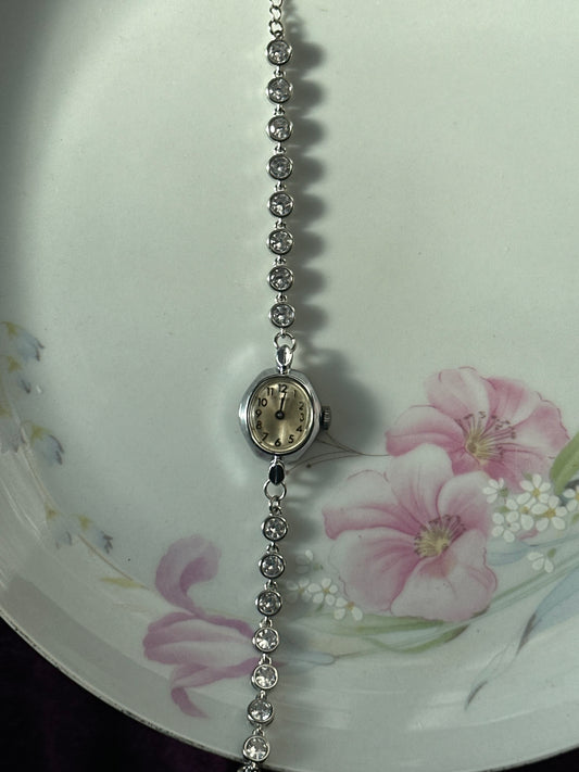 Silver CZ Crystal Watch