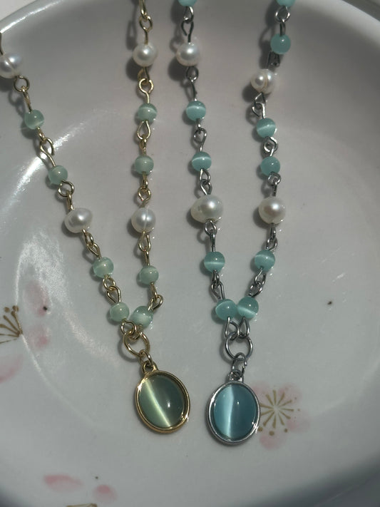 Ocean Drop Cats Eye Necklace