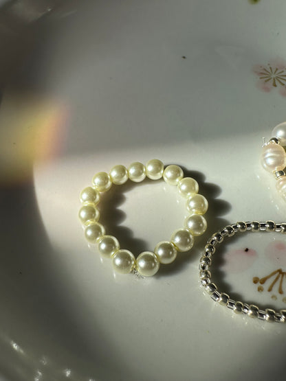 The Classy Pearls Beaded Ring set