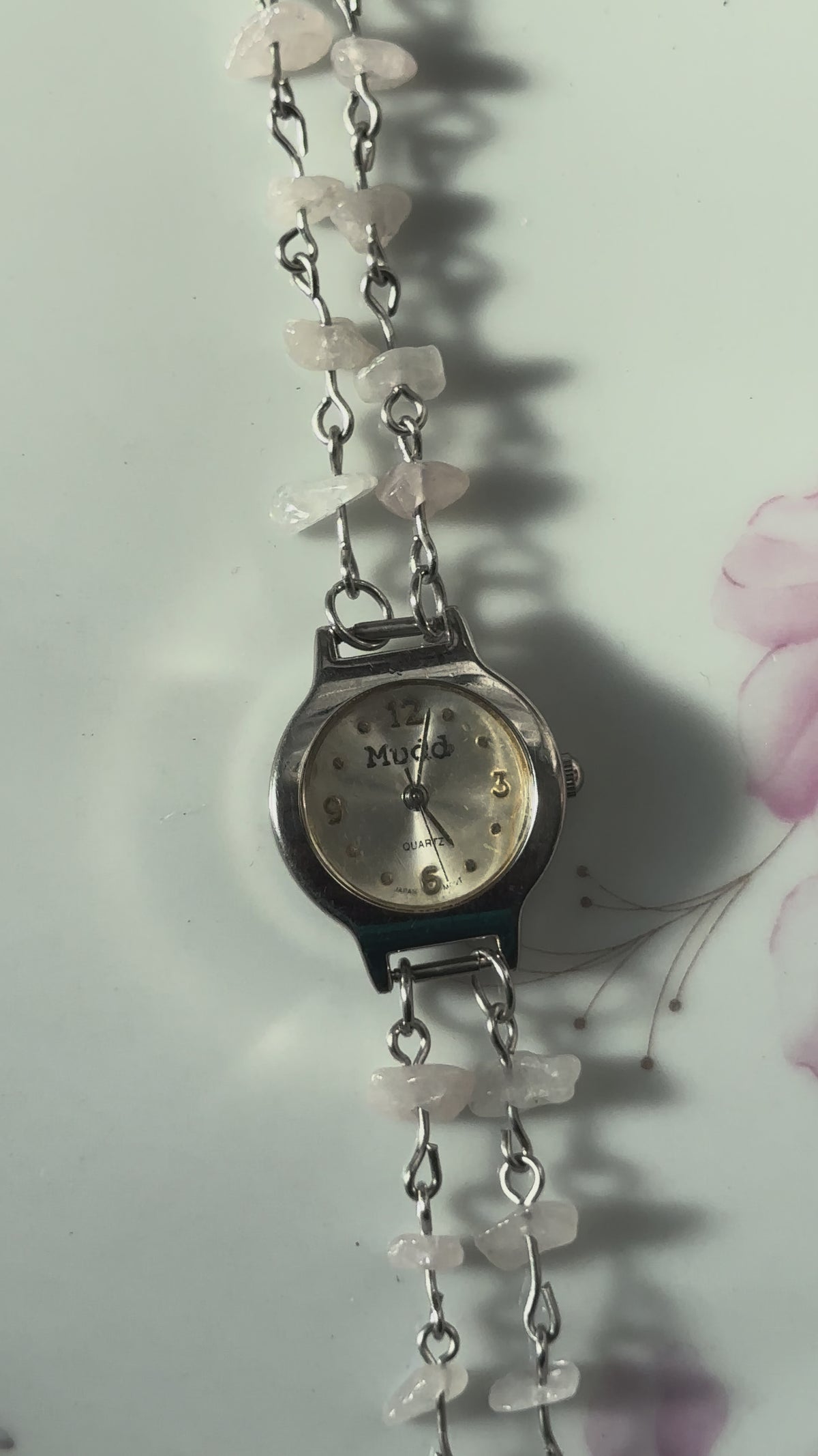 Rose Quartz Chipped 2 Strand Watch (Functional)