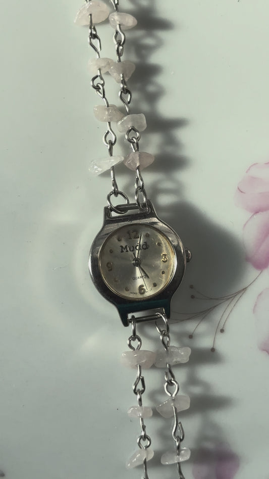 Rose Quartz Chipped 2 Strand Watch (Functional)